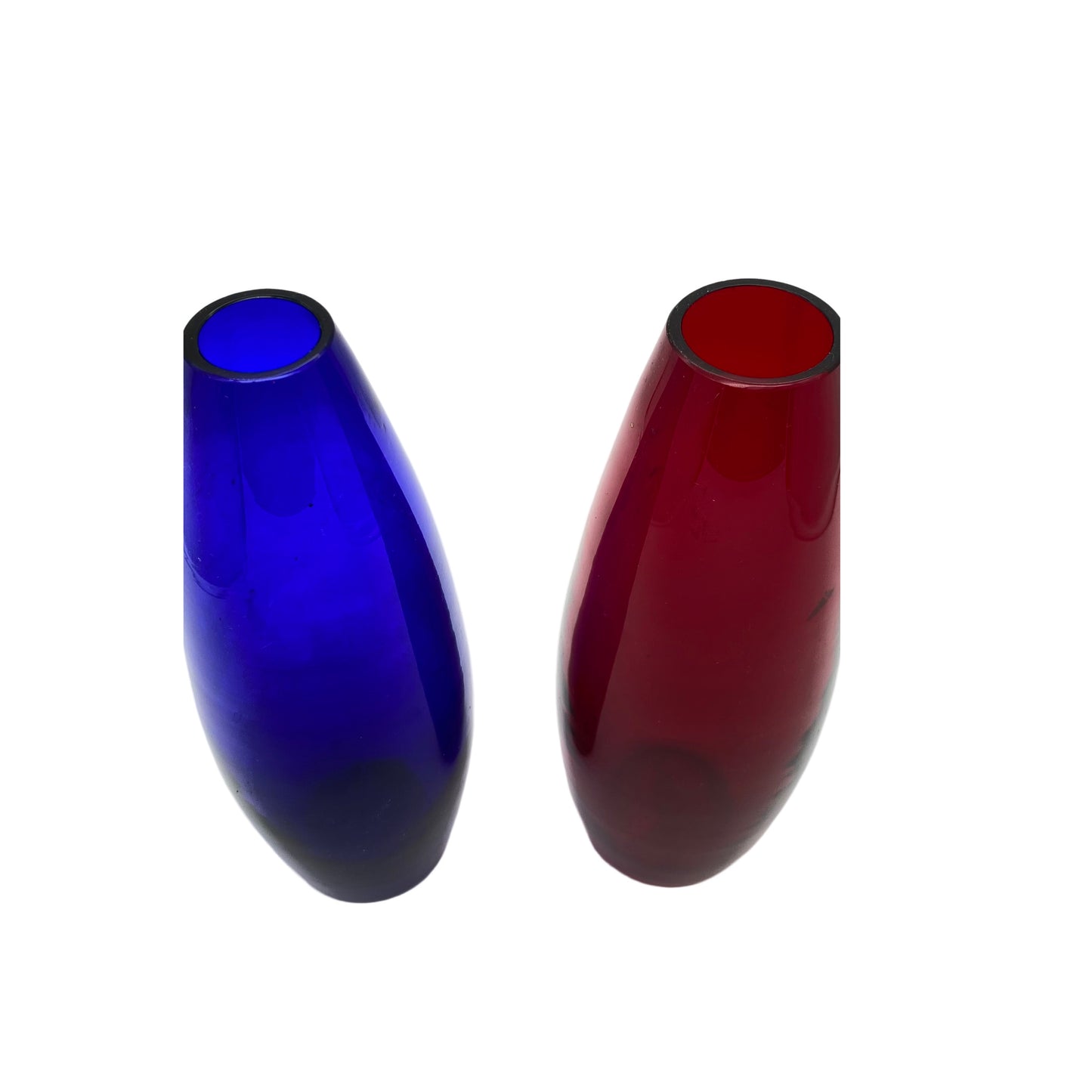 Vasen Set rot blau 20 cm Glas 1960er