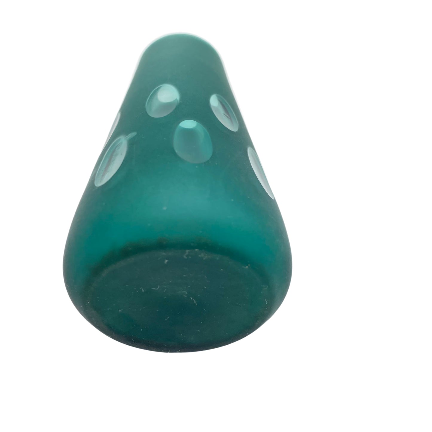 Vase Satinato Glas Linsenschliff grün 1960er 1970er