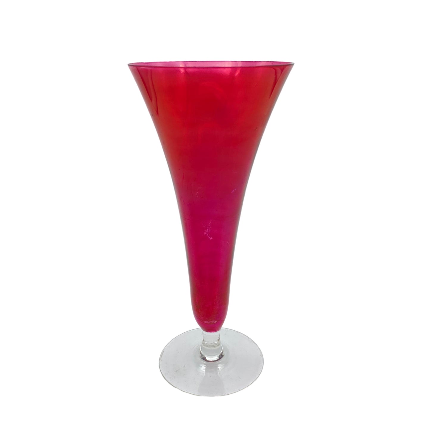 Vase rosa irisierend Trichtervase 18 cm rosa rot 1950er