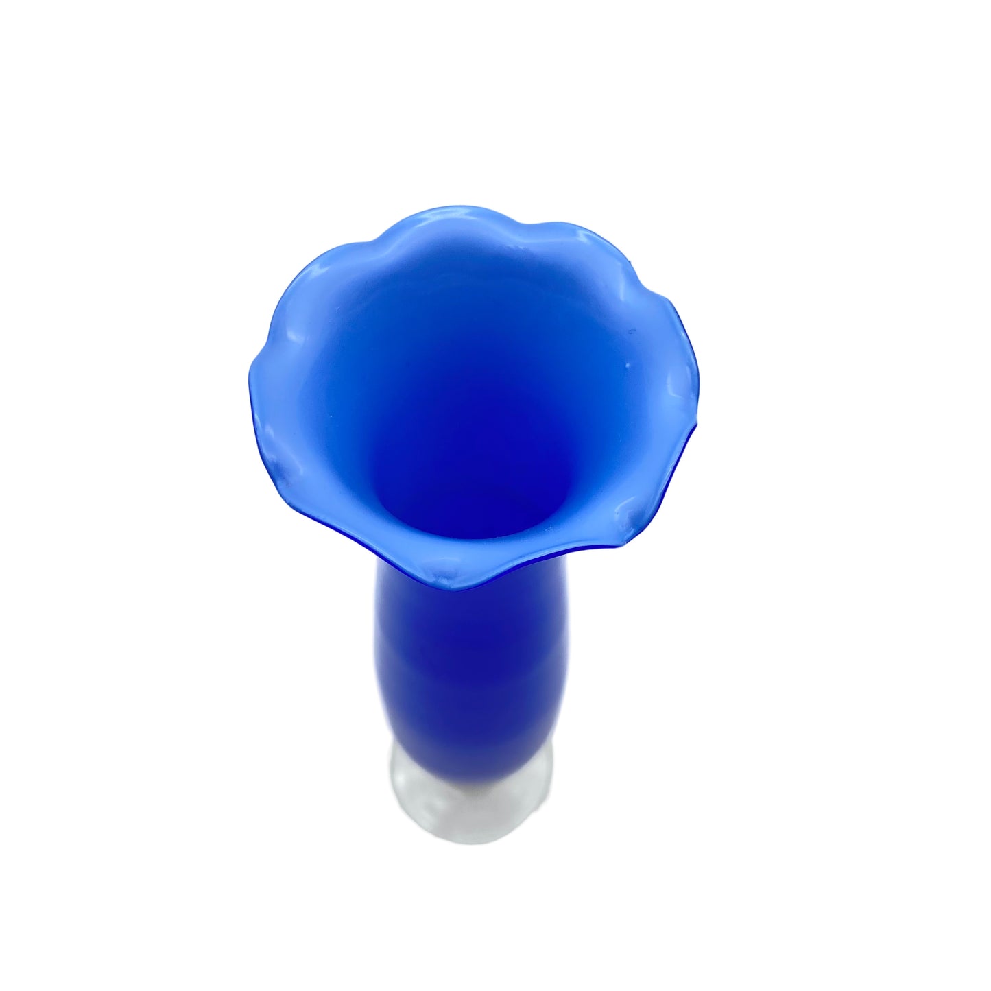 Opalin Vase blau weiß 23,4 cm Italien 1970er