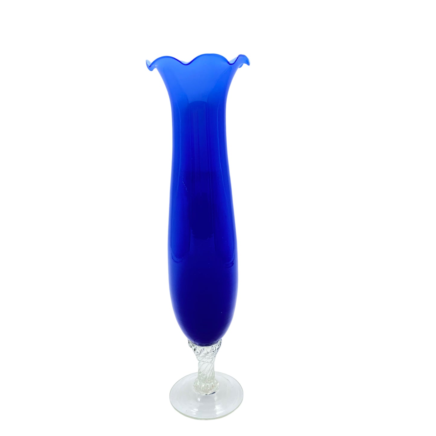 Opalin Vase blau weiß 23,4 cm Italien 1970er
