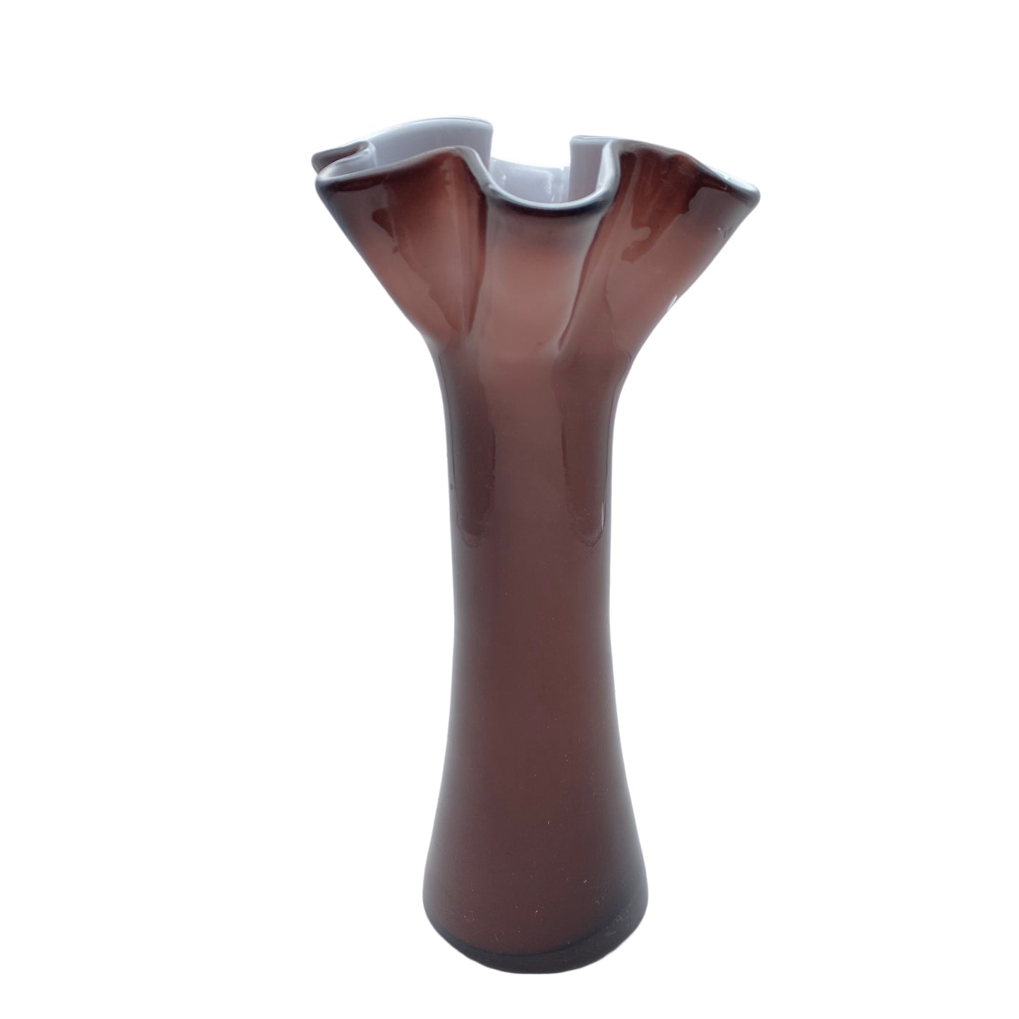Vase lila weiß Überfang 24,5 cm 1970er Glas