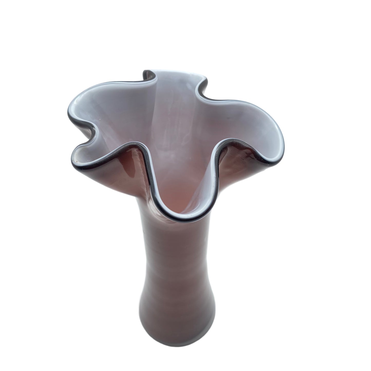 Vase lila weiß Überfang 24,5 cm 1970er Glas
