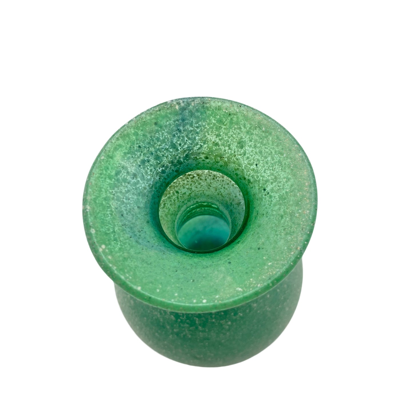 Seguso Vetri d'Arte Vase Scavo Technik 17 cm grün Murano Italien