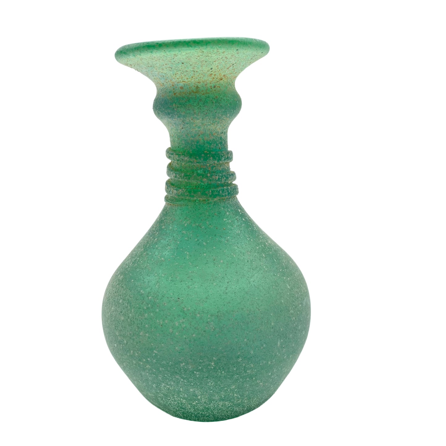 Seguso Vetri d'Arte Vase Scavo Technik 17 cm grün Murano Italien