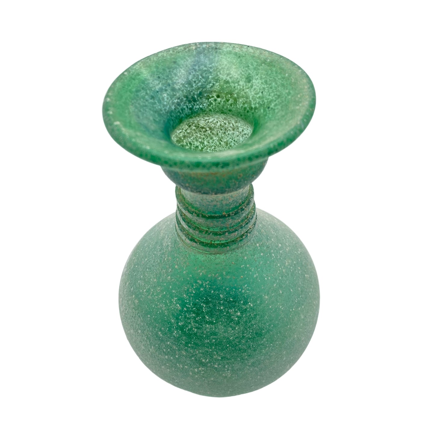 Seguso Vetri d'Arte Vase Scavo Technik 17 cm grün Murano Italien
