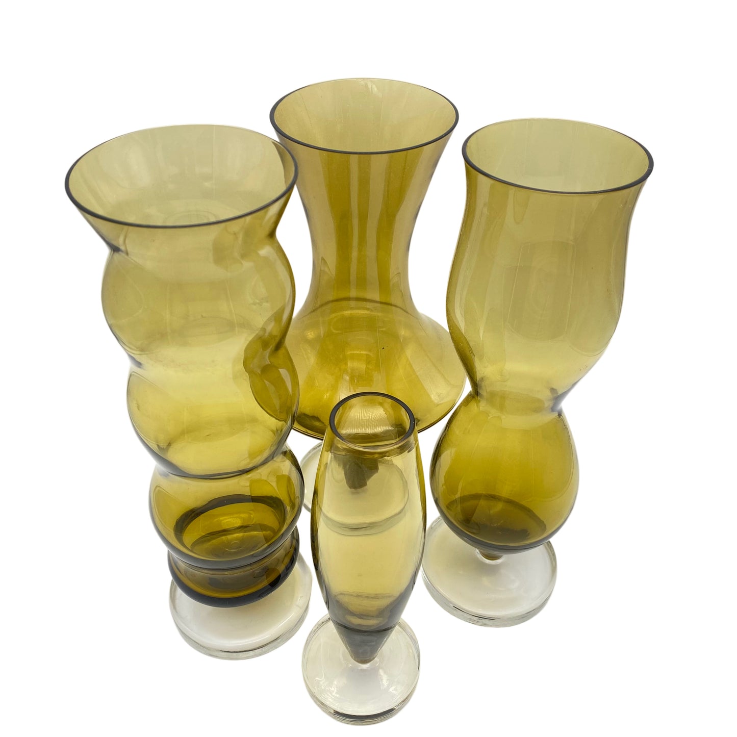Vasen Set grün 1970er Glas bis 29,2 cm