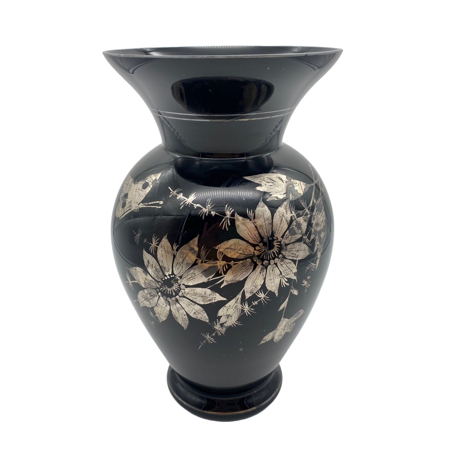 Hyalithglas Vase Schwarzglas schwarz Art Deco 24,5 cm 1930er 1940er