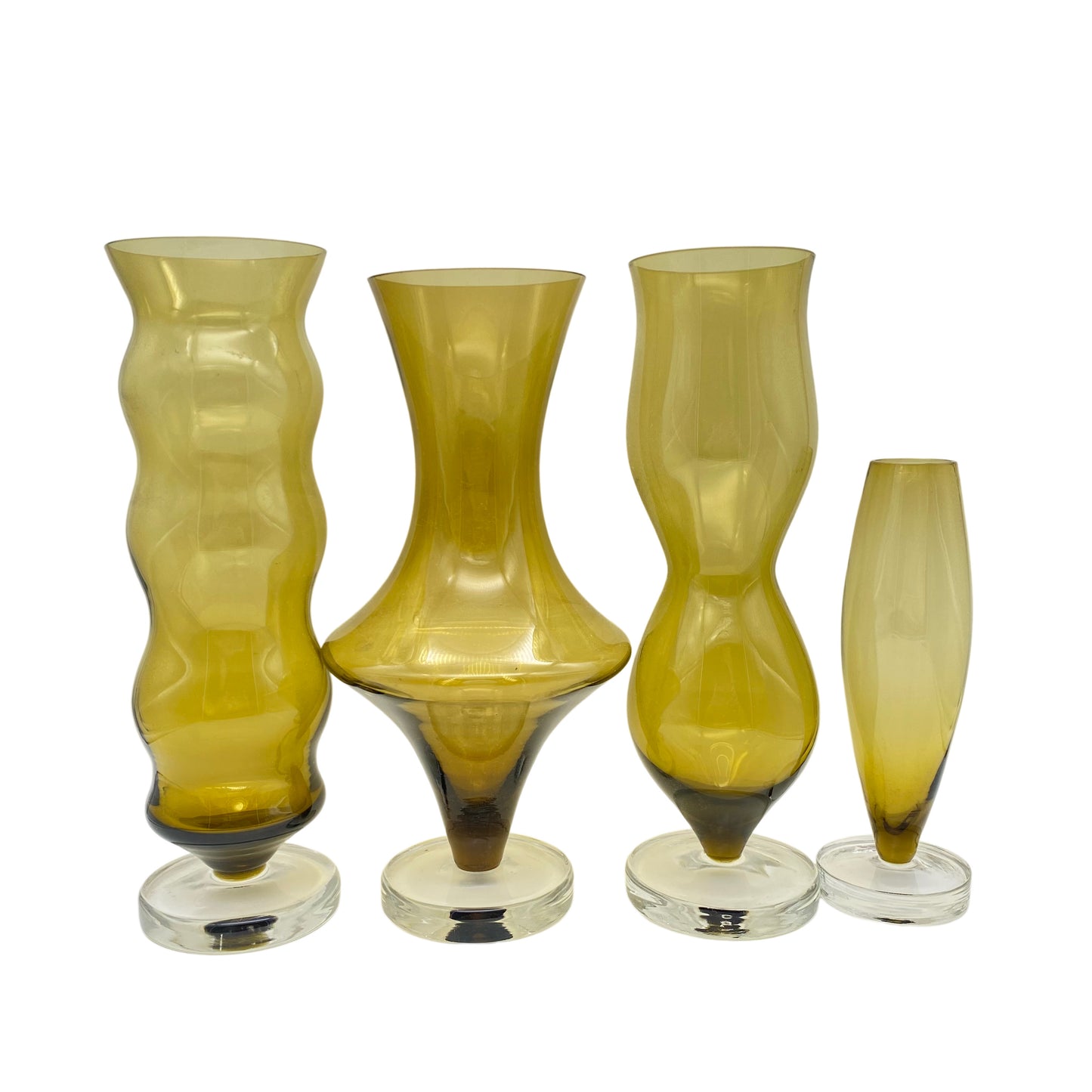 Vasen Set grün 1970er Glas bis 29,2 cm