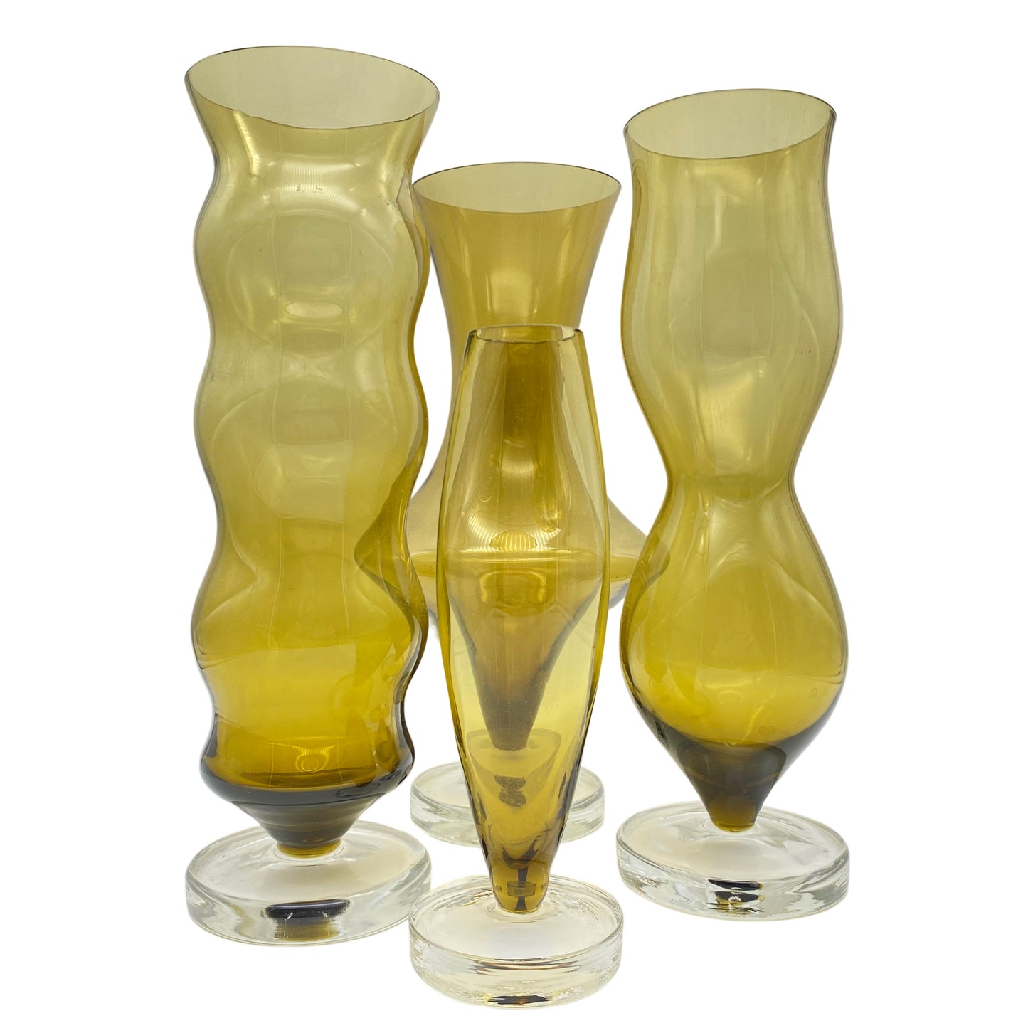 Vasen Set grün 1970er Glas bis 29,2 cm