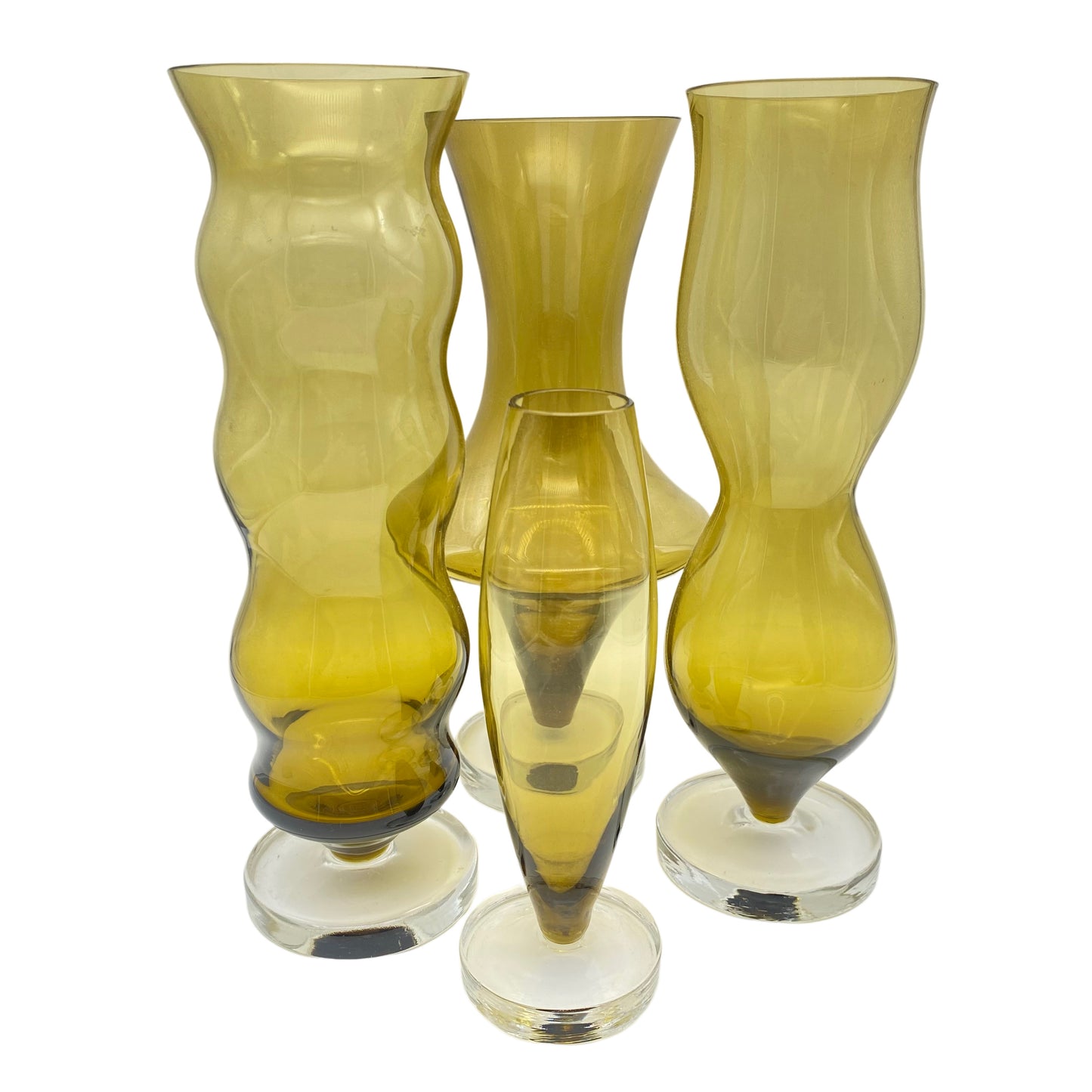 Vasen Set grün 1970er Glas bis 29,2 cm