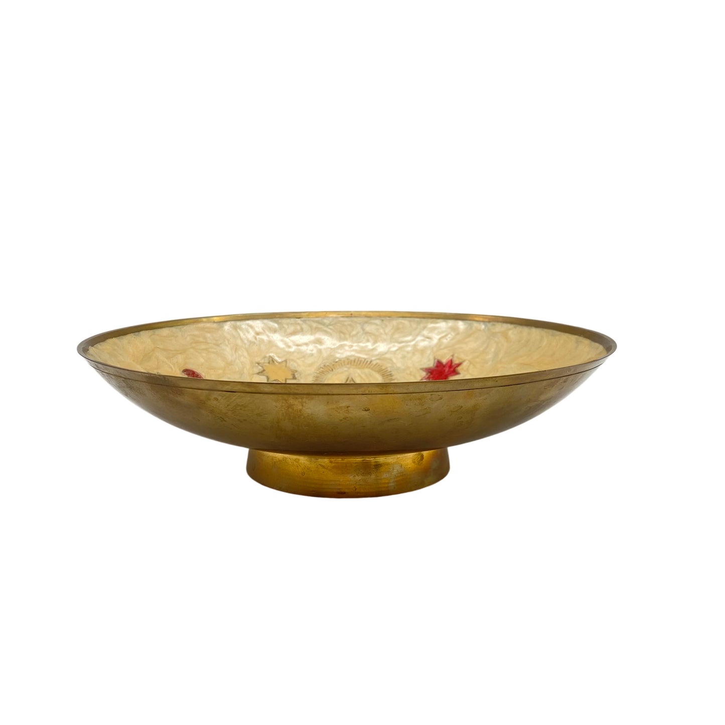 Emaille Schale Weihnachten 23 cm Messing 1980er Indien
