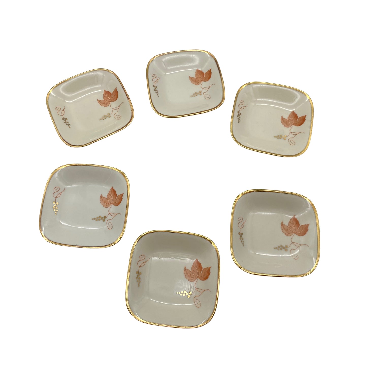 Seltmann Weiden Schalen Schälchen 6er Set beige 1960er Goldrand Porzellan