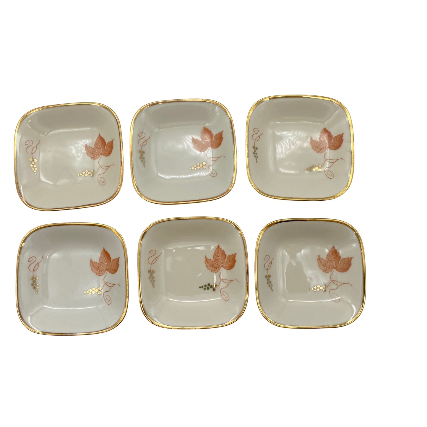 Seltmann Weiden Schalen Schälchen 6er Set beige 1960er Goldrand Porzellan