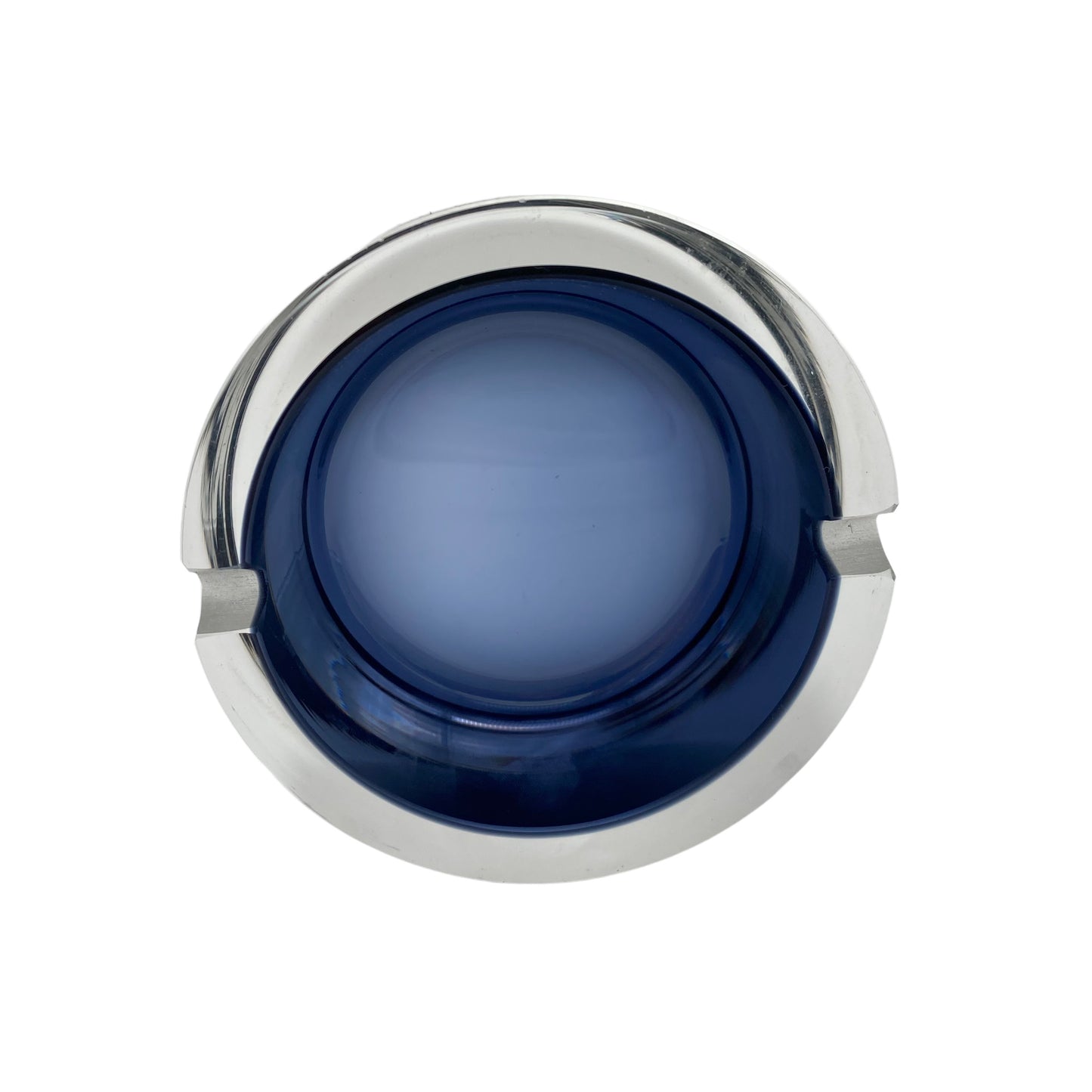 Ascher Glas blau 10 cm 1960er 1970er Aschenbecher