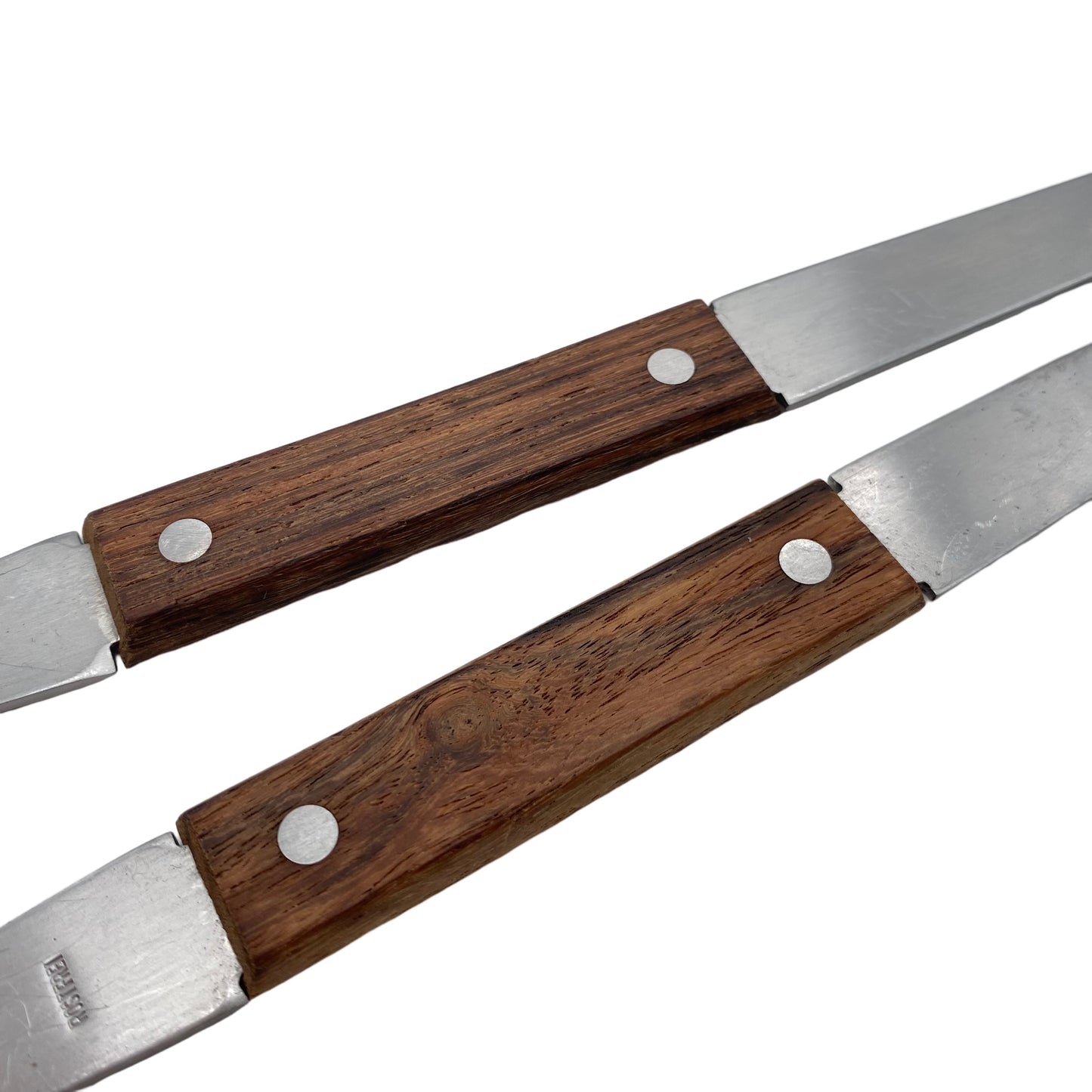 Grillbesteck Pfannewender Flaschenöffner Edelstahl Holz 1970er 35 cm