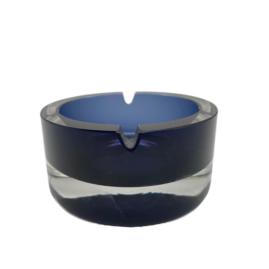Ascher Glas blau 10 cm 1960er 1970er Aschenbecher