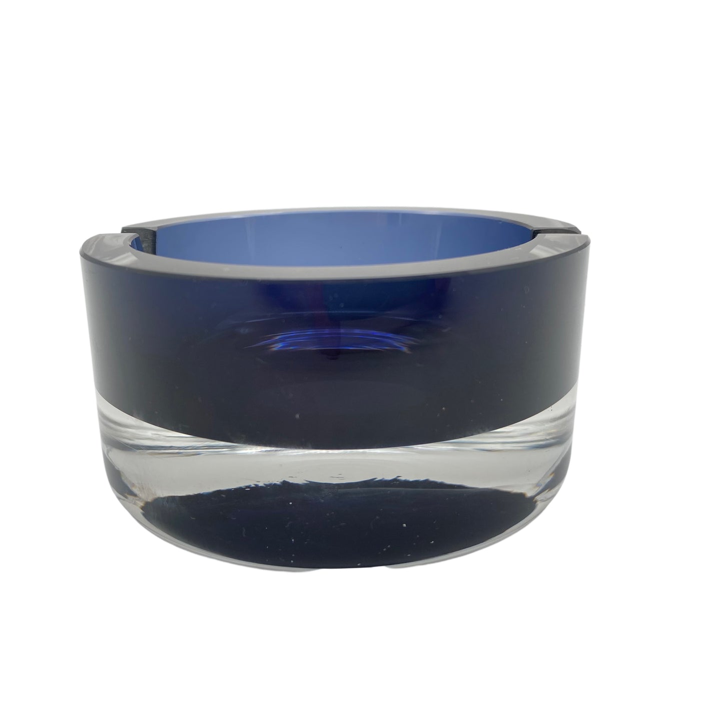 Ascher Glas blau 10 cm 1960er 1970er Aschenbecher