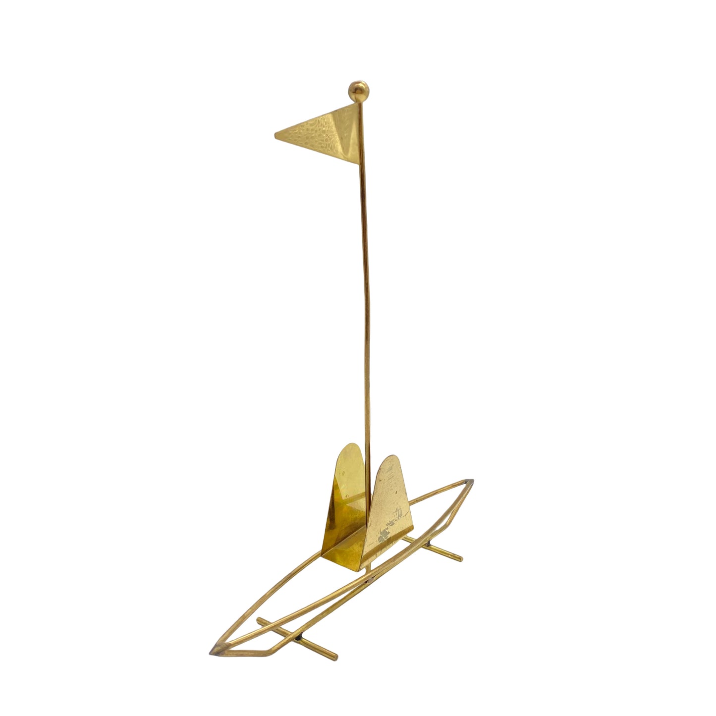 Serviettenhalter Mid Century 1950er 1960er Schiff Messing 20,5 cm
