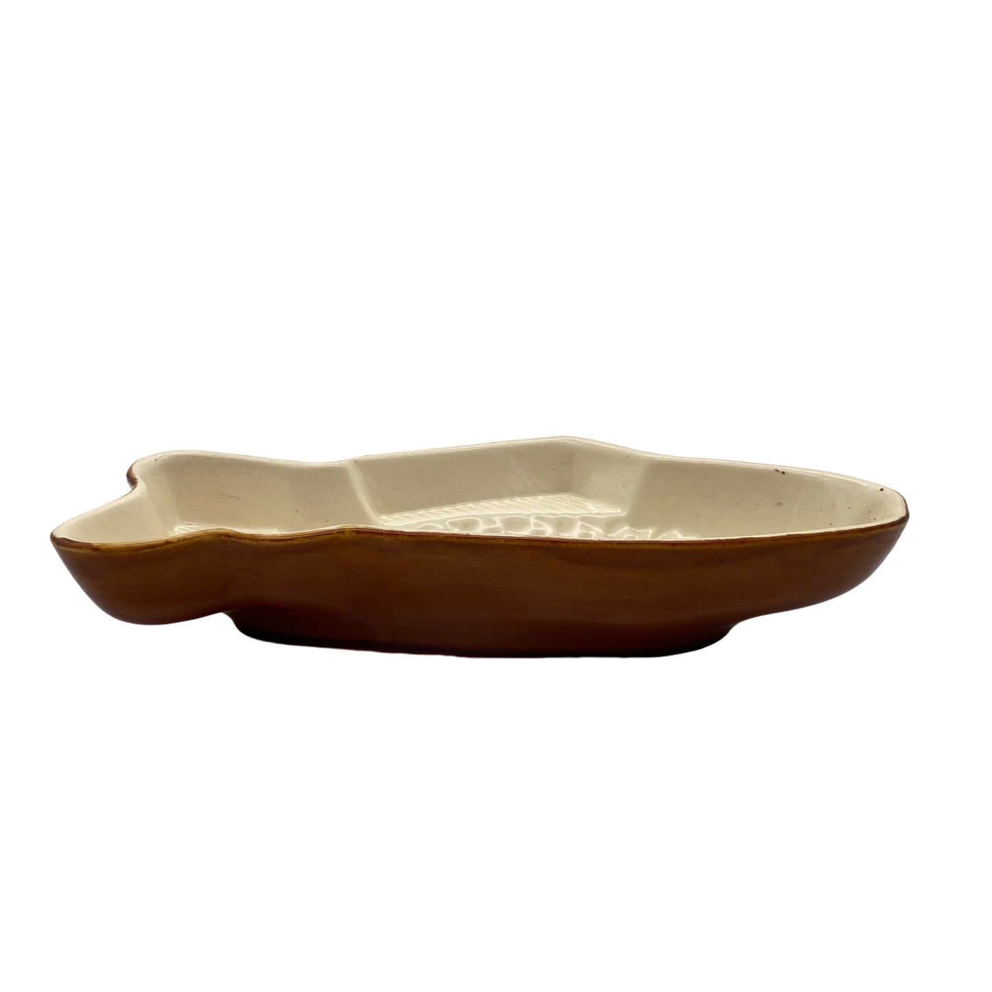 Keramik Puddingform Fisch 1950er braun 28 cm Backform