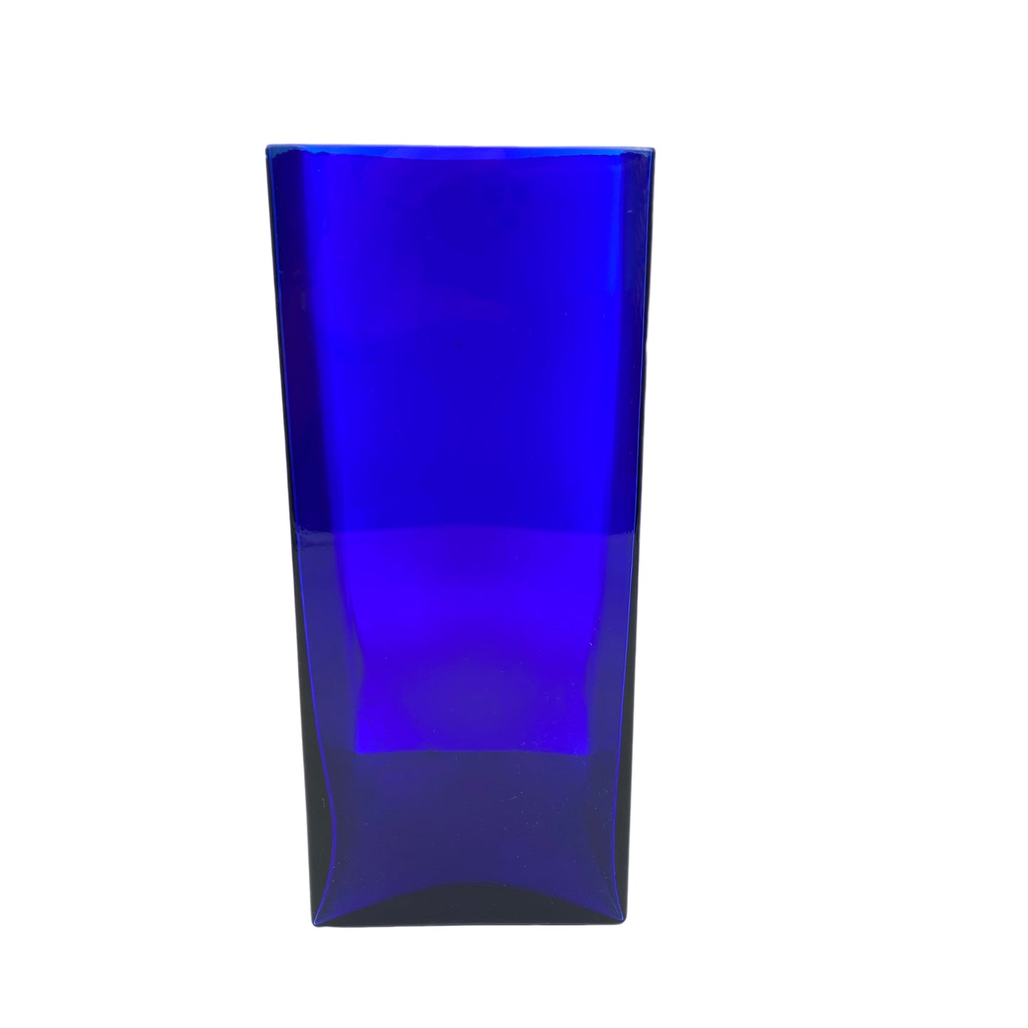 Vase blau 1970er Glas Vintage 25,2 cm eckig