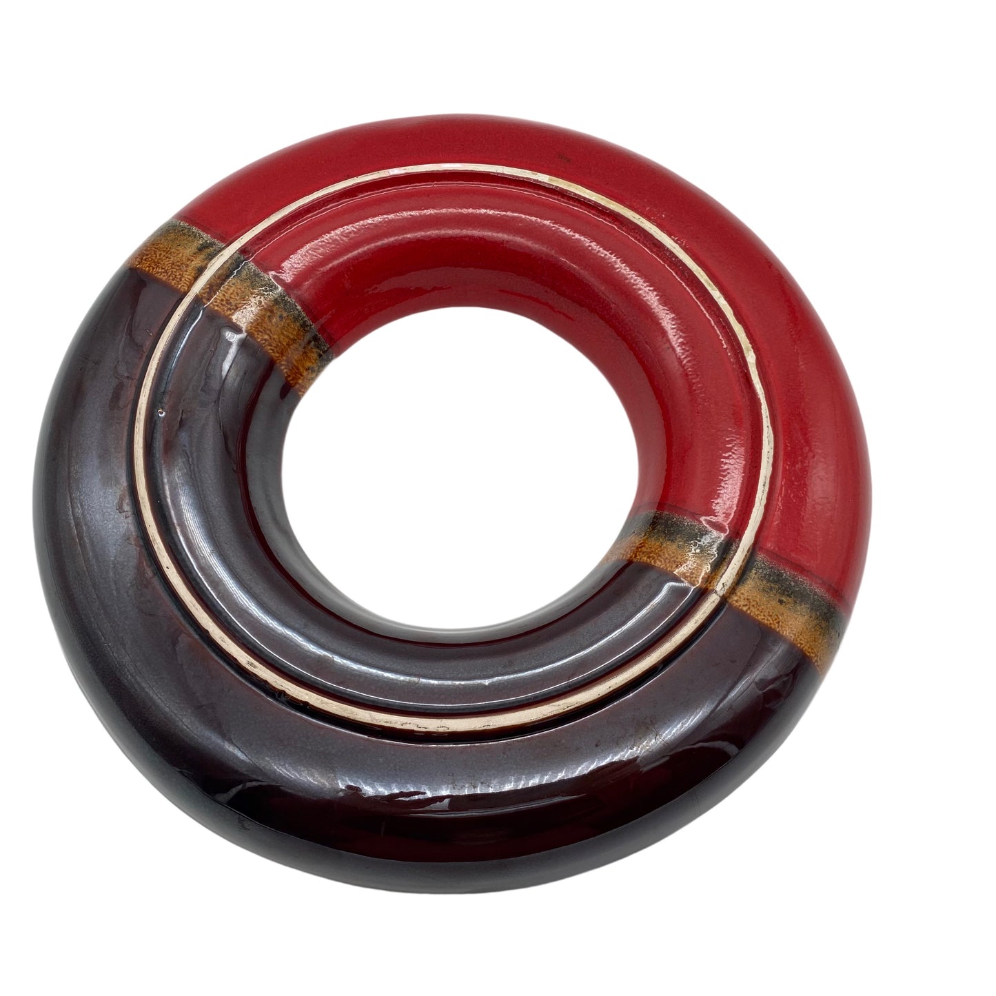 SCHEURICH Keramik Schale 1970er rot braun 31 cm 1960er