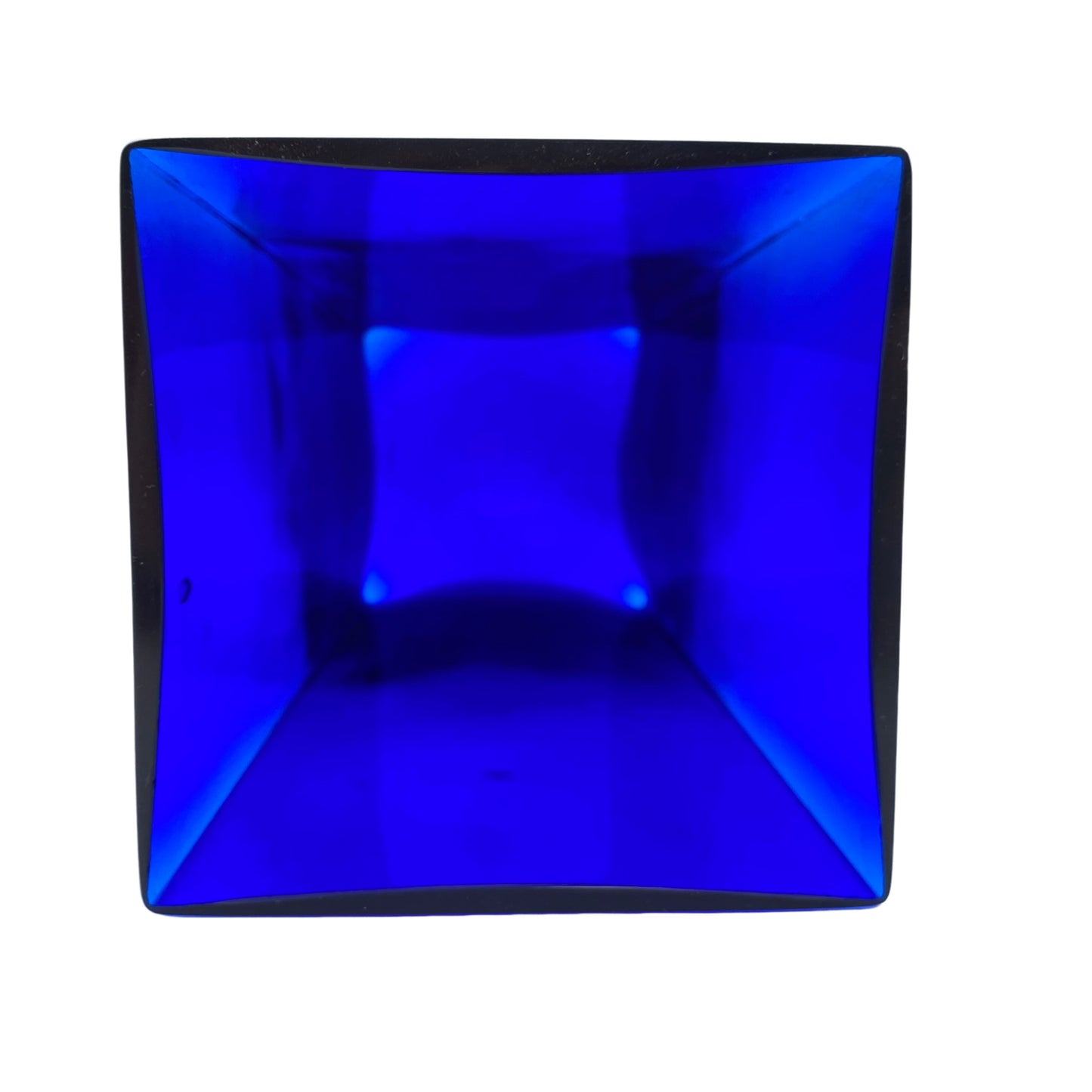 Vase blau 1970er Glas Vintage 25,2 cm eckig