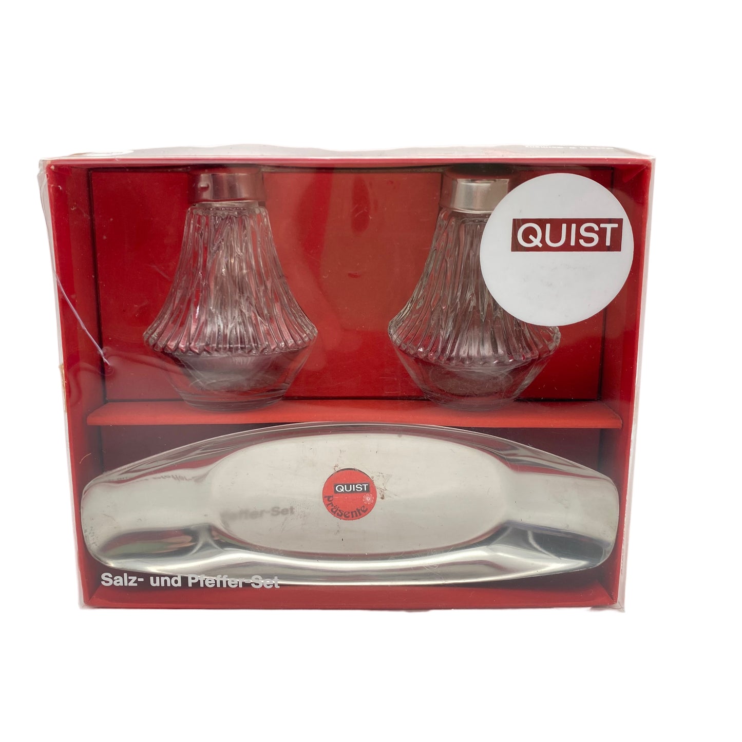 QUIST Präsente Salz- und Pfefferstreuer Set Edelstahl Glas1970er