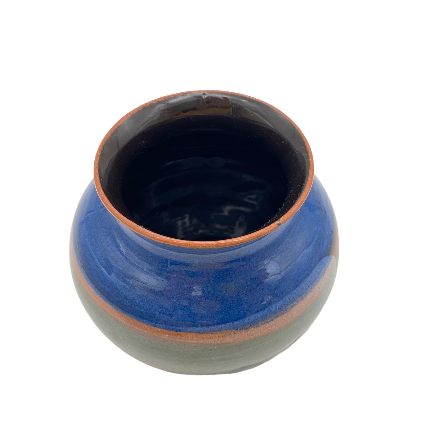 Keramik Vase 1970er blau grün 11 cm