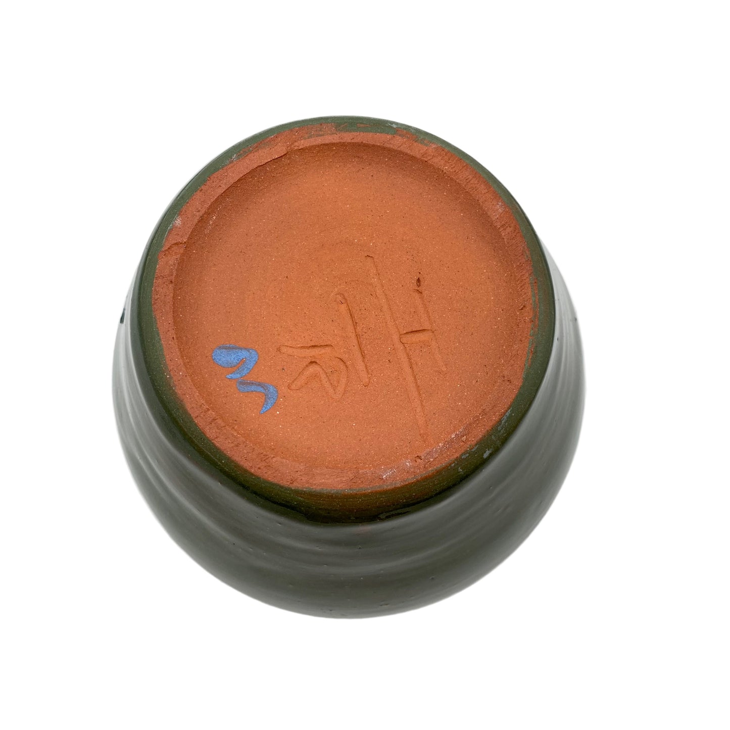Keramik Vase 1970er blau grün 11 cm