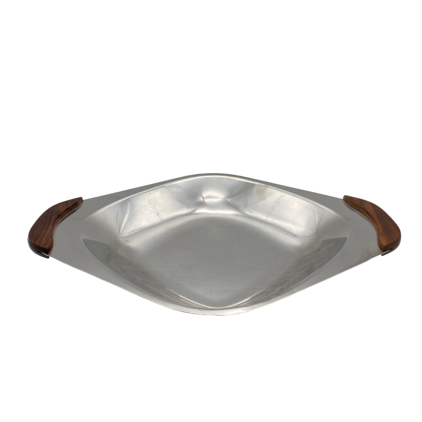 Danish Design Schale Edelstahl Holz 1960er Dänemark 31 cm