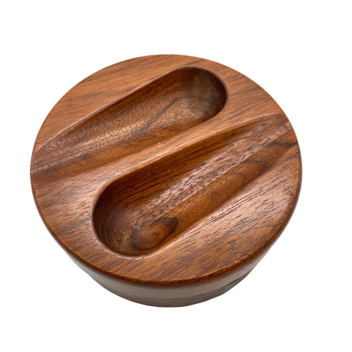 Raucherset Aschenbecher für Pfeife Glas Holz Leder 1960er D 12 cm