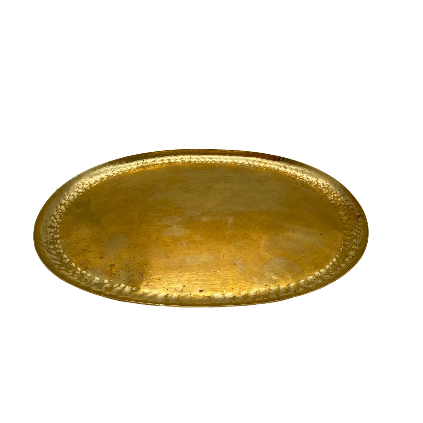 Harald BUCHRUCKER Messing Tablett 1950er oval Hammerschlag