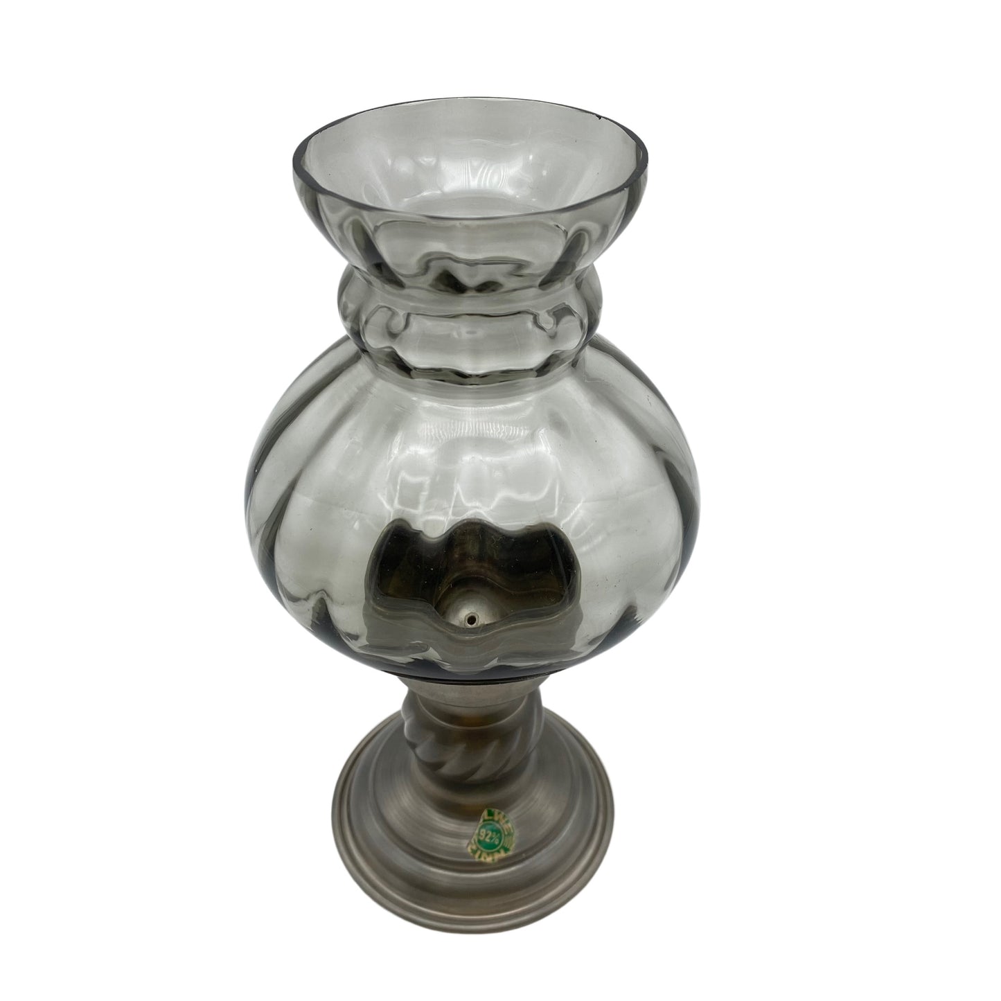 Windlicht Zinn Rauchglas 1960er 1970er 22 cm Glas