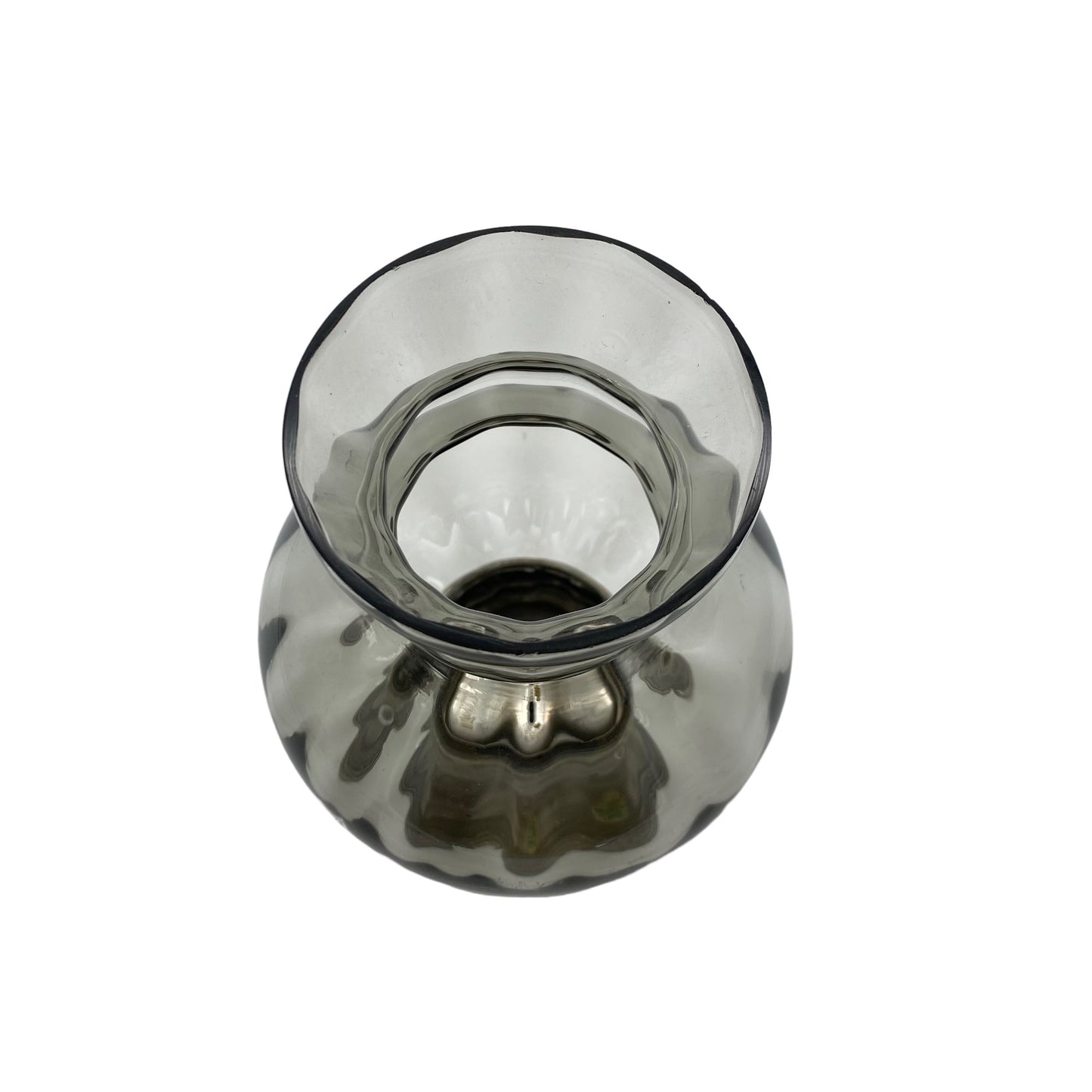 Windlicht Zinn Rauchglas 1960er 1970er 22 cm Glas