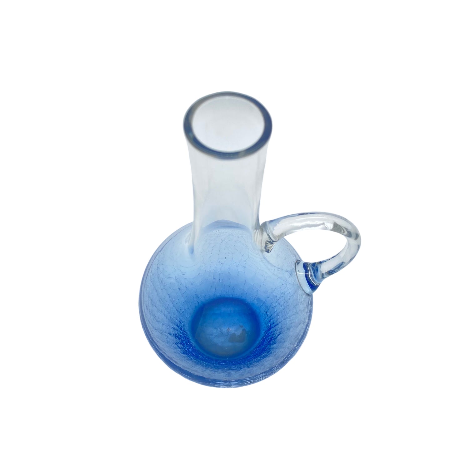 INGRID Glas Vase blau klar Craquele 60er 70er Jahre Vintage