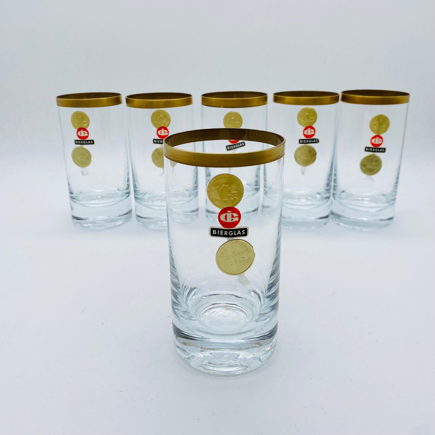 Ingrid Glas 6er Set Biergläser Wassergläser Goldrand