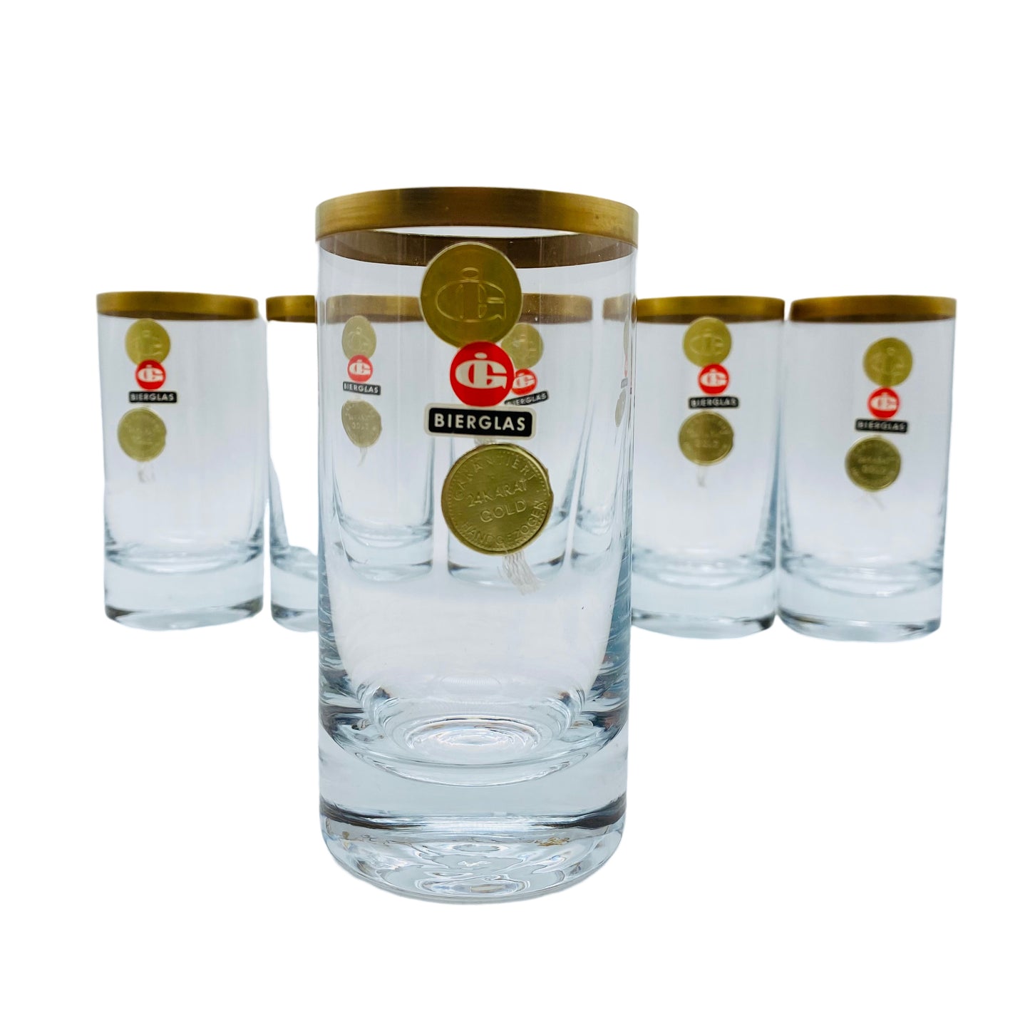 Ingrid Glas 6er Set Biergläser Wassergläser Goldrand