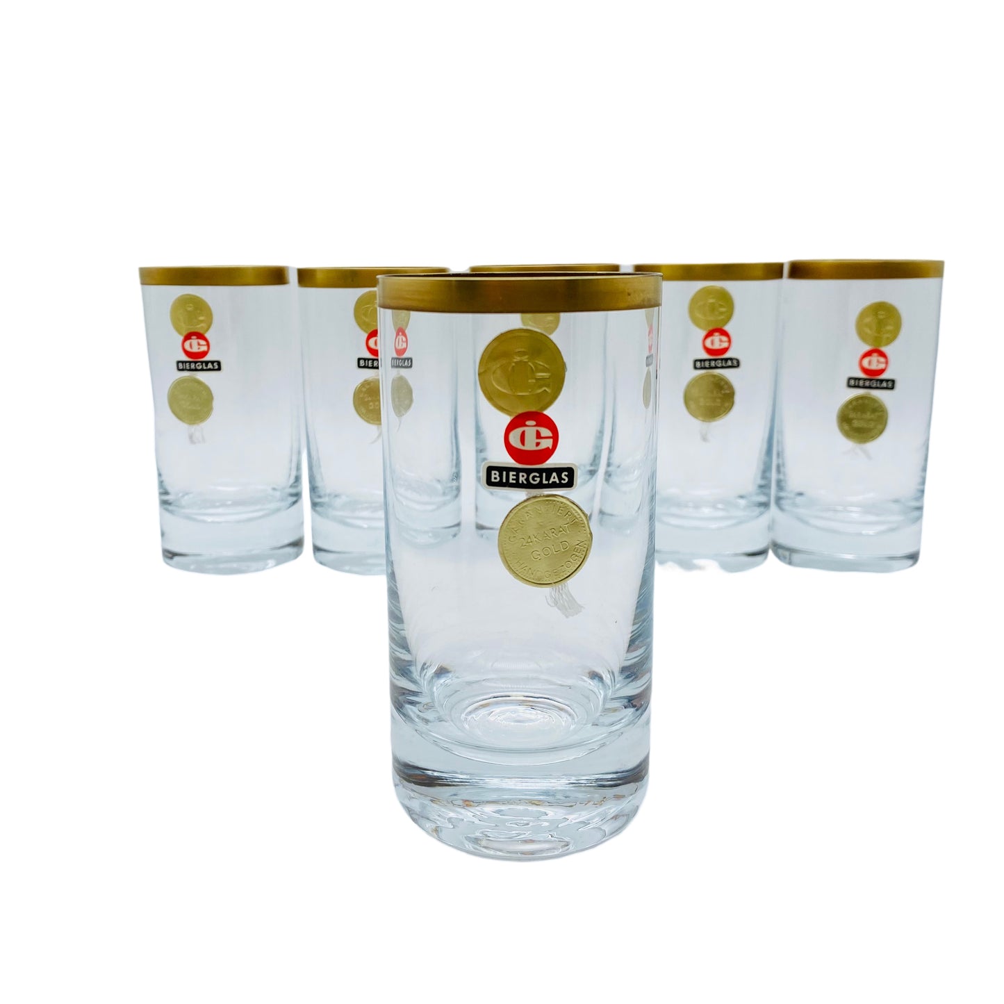 Ingrid Glas 6er Set Biergläser Wassergläser Goldrand