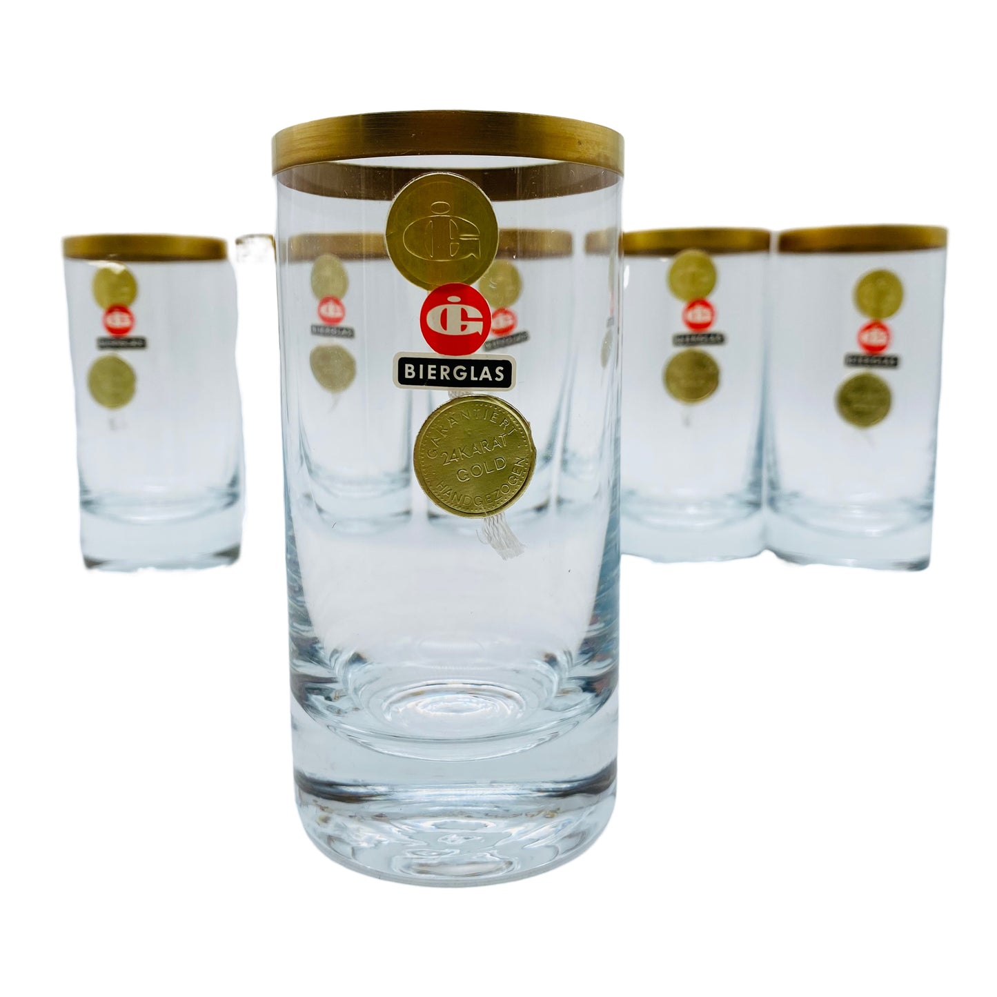 Ingrid Glas 6er Set Biergläser Wassergläser Goldrand