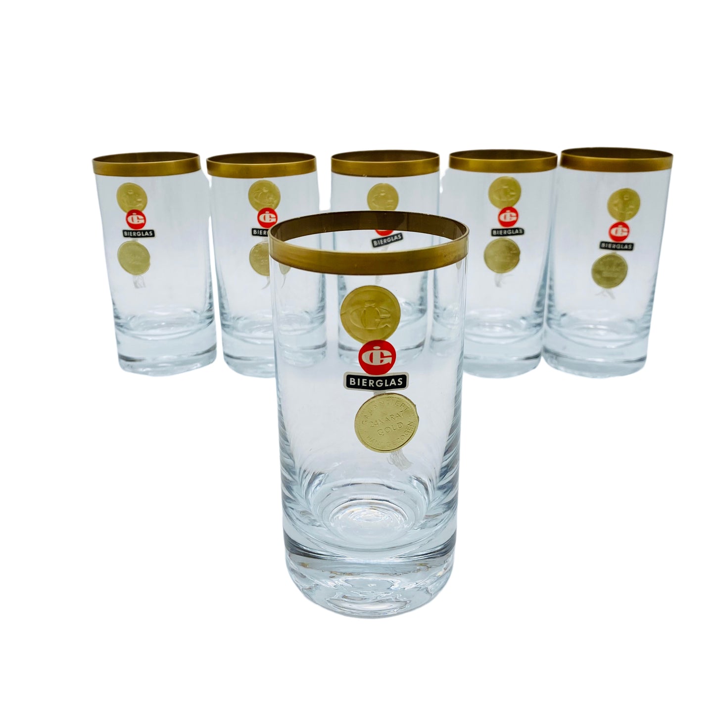Ingrid Glas 6er Set Biergläser Wassergläser Goldrand