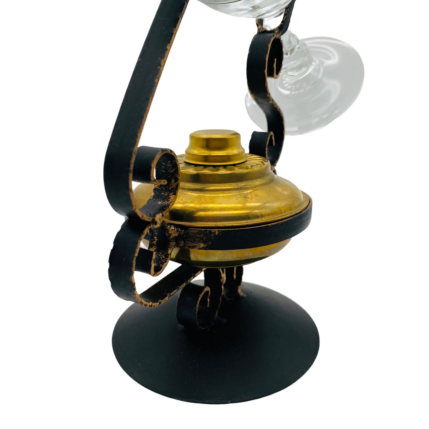 Irish Coffee Set mit Glas und Brenner Messing Eisen 70er