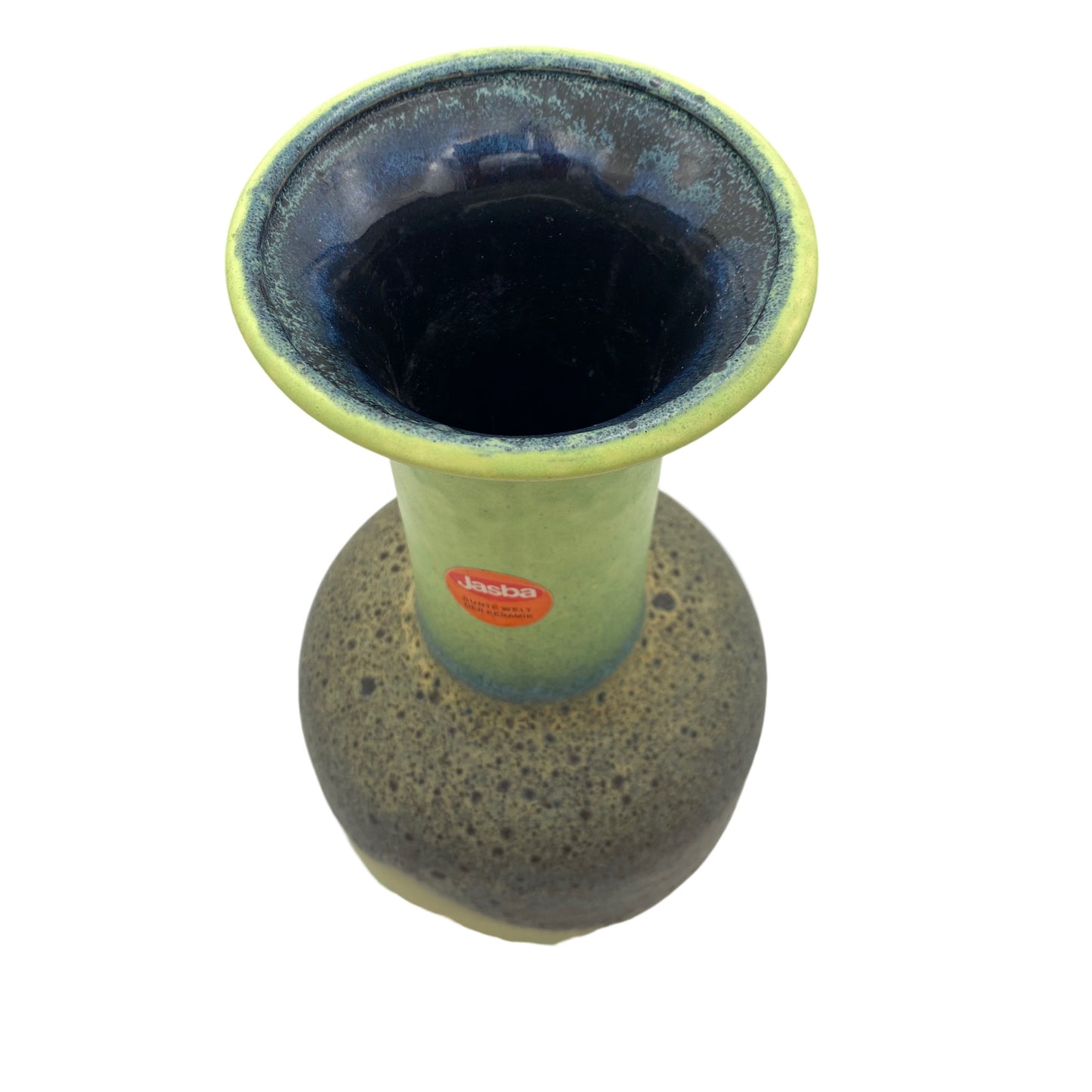 JASBA Keramik Vase grün Fat Lava 70er Jahre