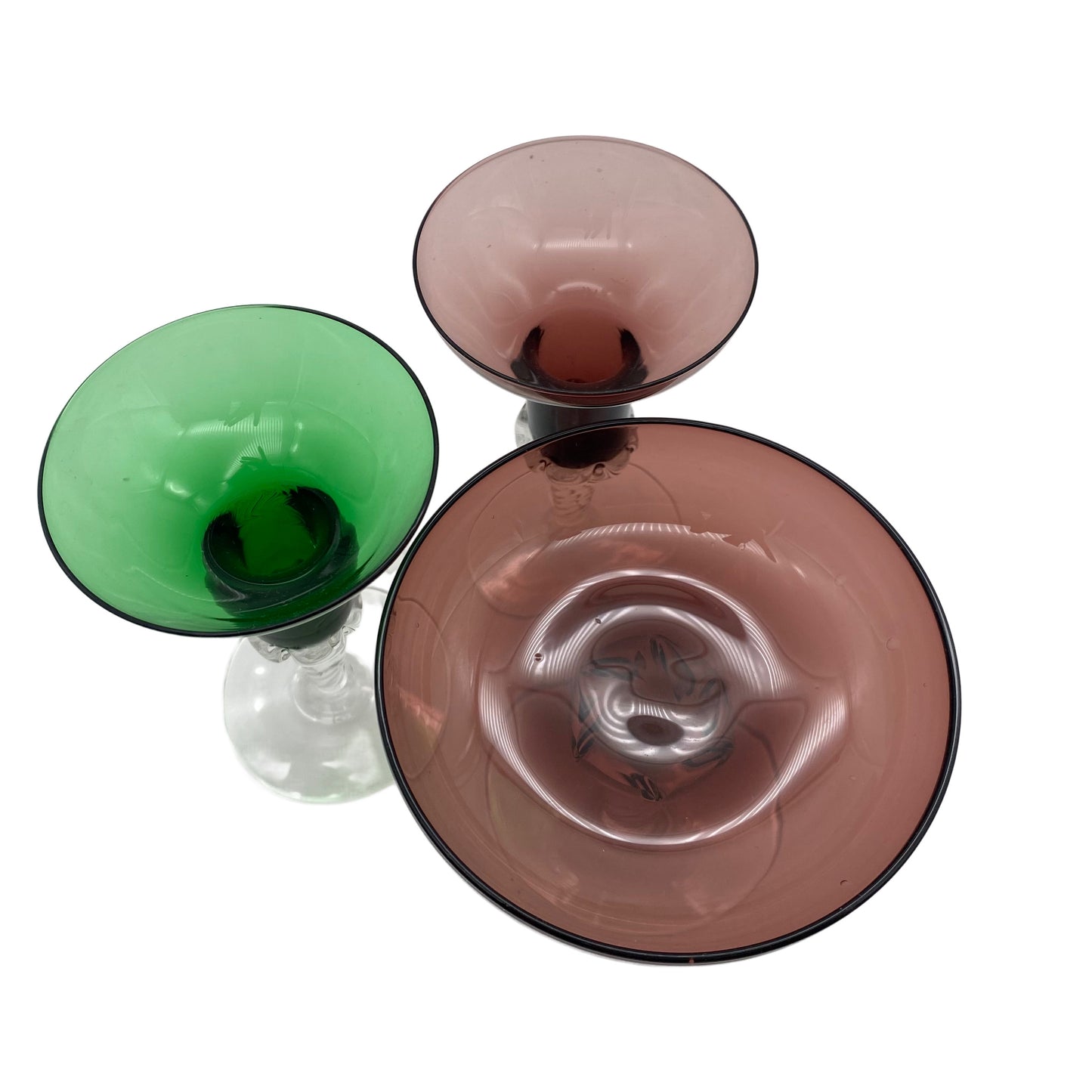 Kerzenständer Schale Glas lila grün Italien 60er 70er Jahre