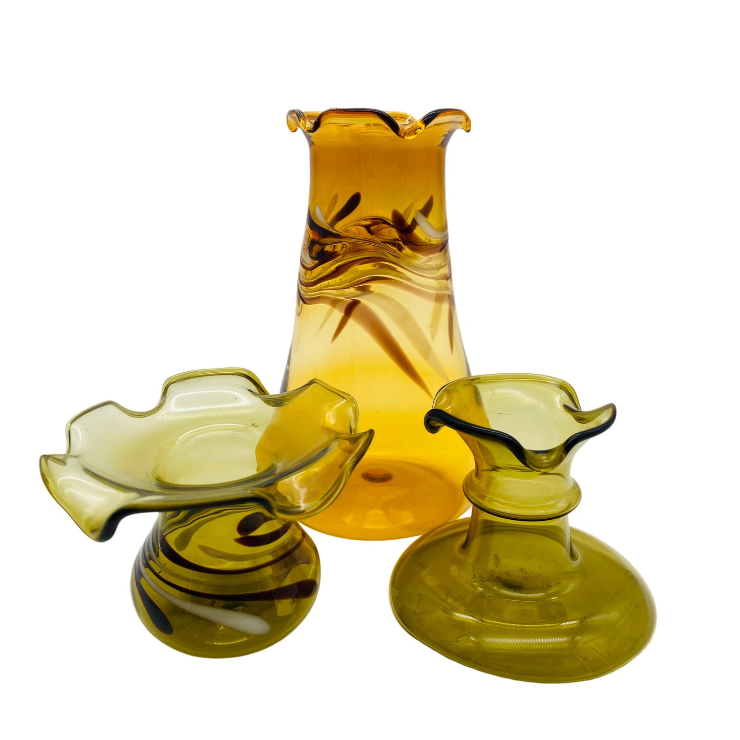 LAUSCHA Glasvasen gelb Bernstein 60er 70er Jahre Glas