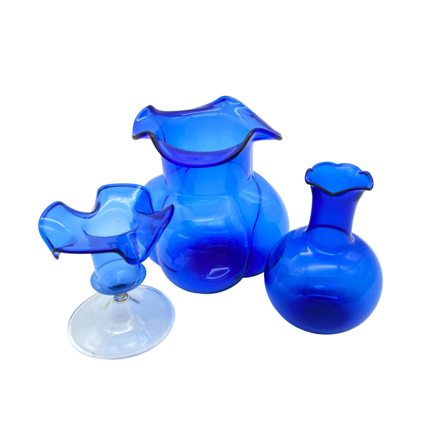 LAUSCHA Vasen Set blau 60er 70er Jahre Glas