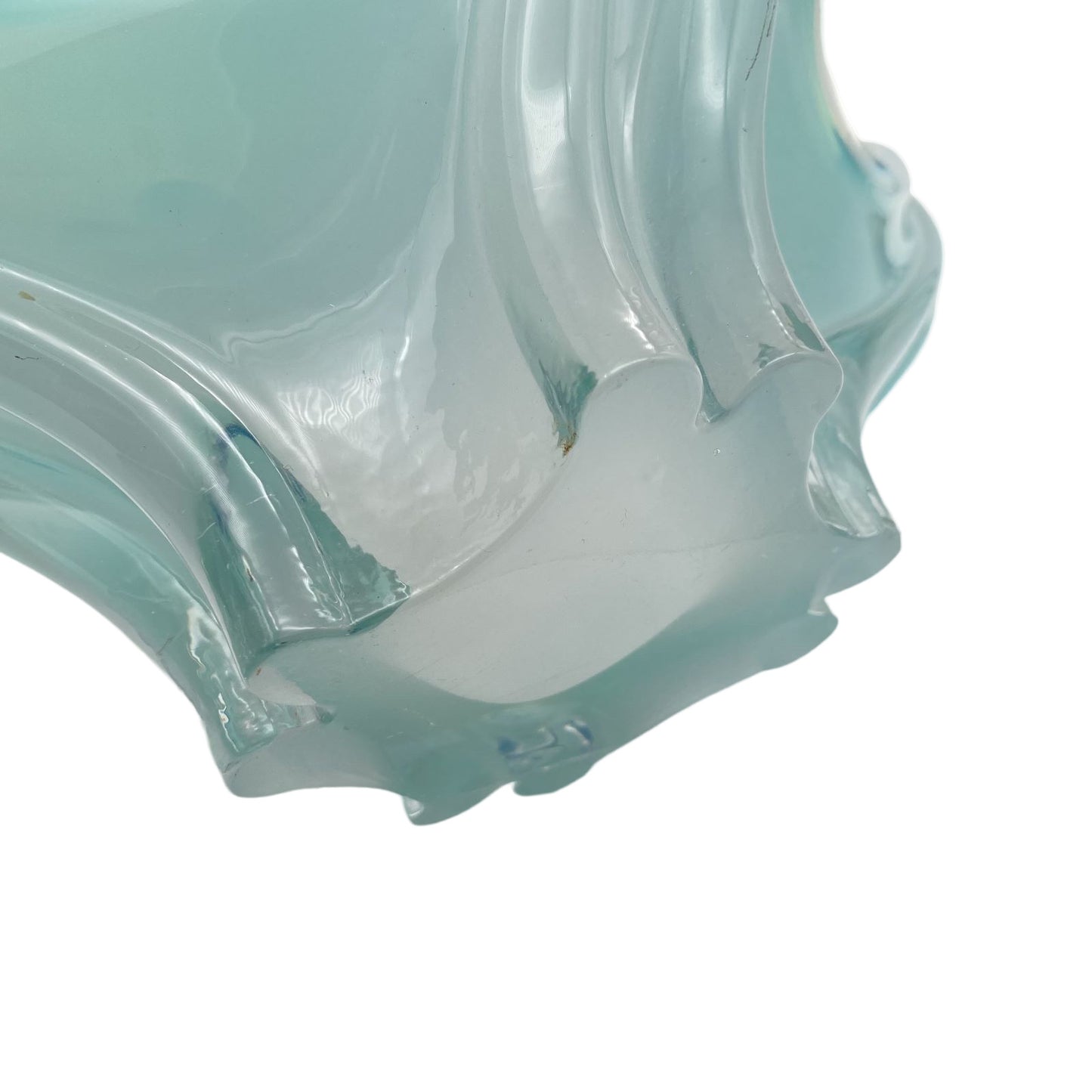 MURANO Schale Glas türkis weiß 60er 70er 4 strahlig oval