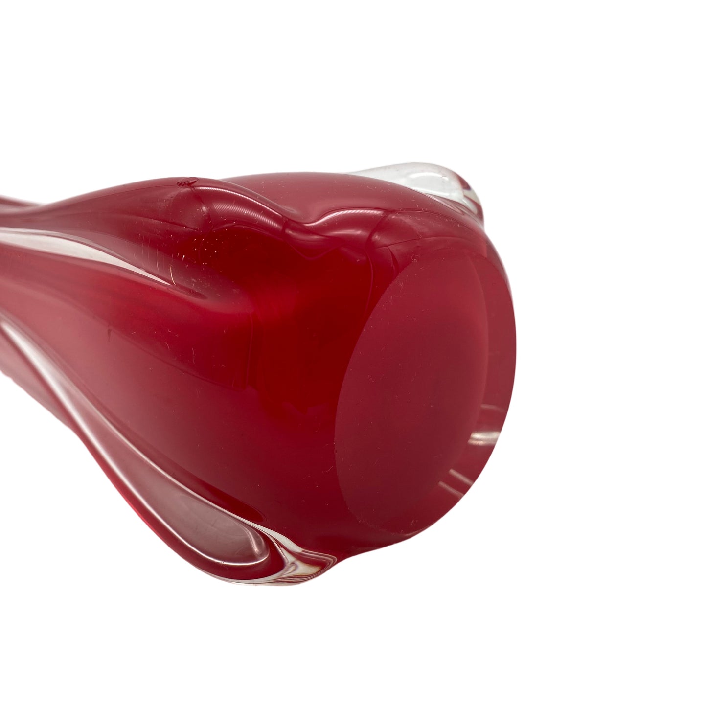MURANO Vase rot transparent Glas 60er 70er Jahre Italien
