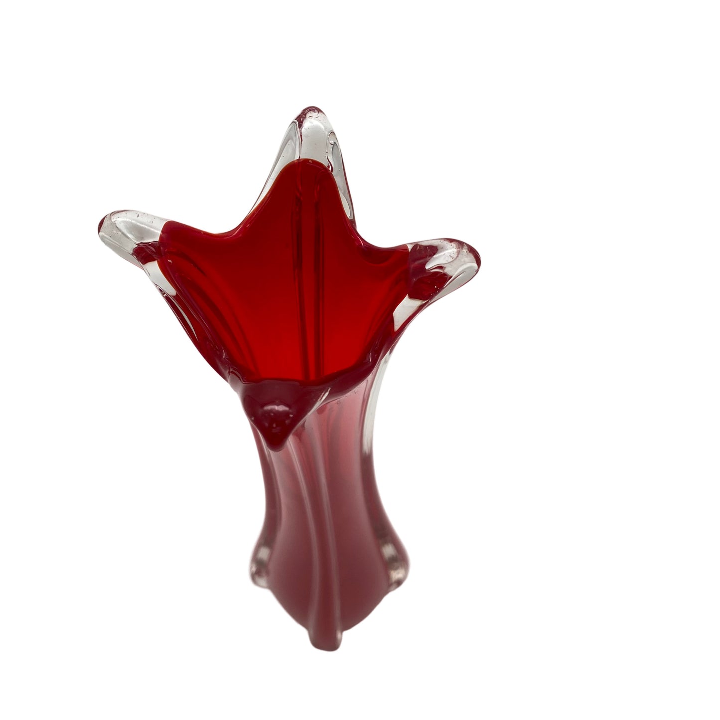 MURANO Vase rot transparent Glas 60er 70er Jahre Italien