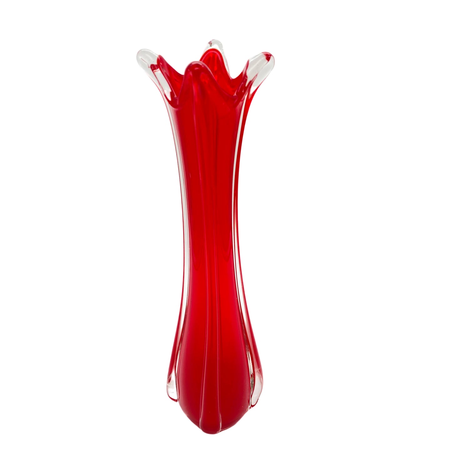 MURANO Vase rot transparent Glas 60er 70er Jahre Italien